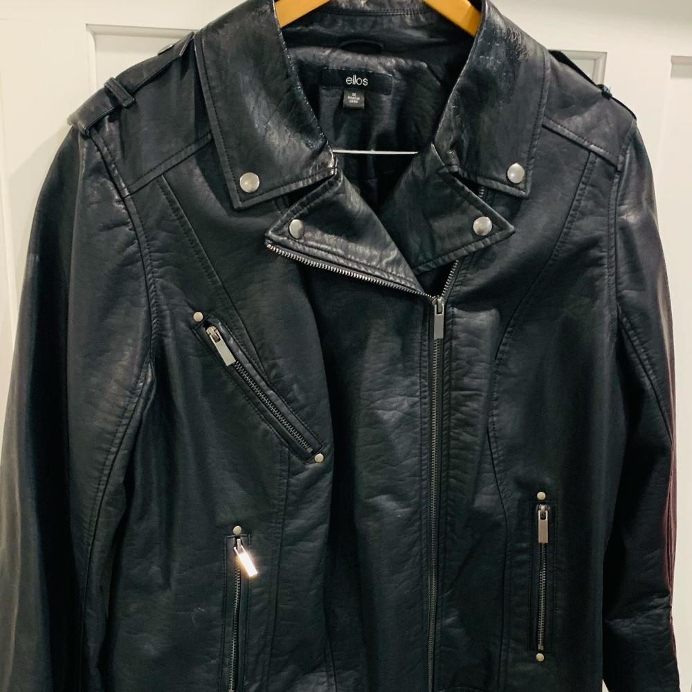 Ellos Black Faux Leather Jacket (Motto Style) Hardly Worn; Super Soft